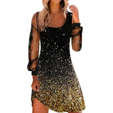 

Lwhmf Casual Long Sleeve Dresses for Women Shirts Dress Sexy High Neck Sparkly Dresses Corset Mini Dress Mesh Pencil Dress Slim Fit For Party Club Night Party Maxi Dress for Wedding Guest