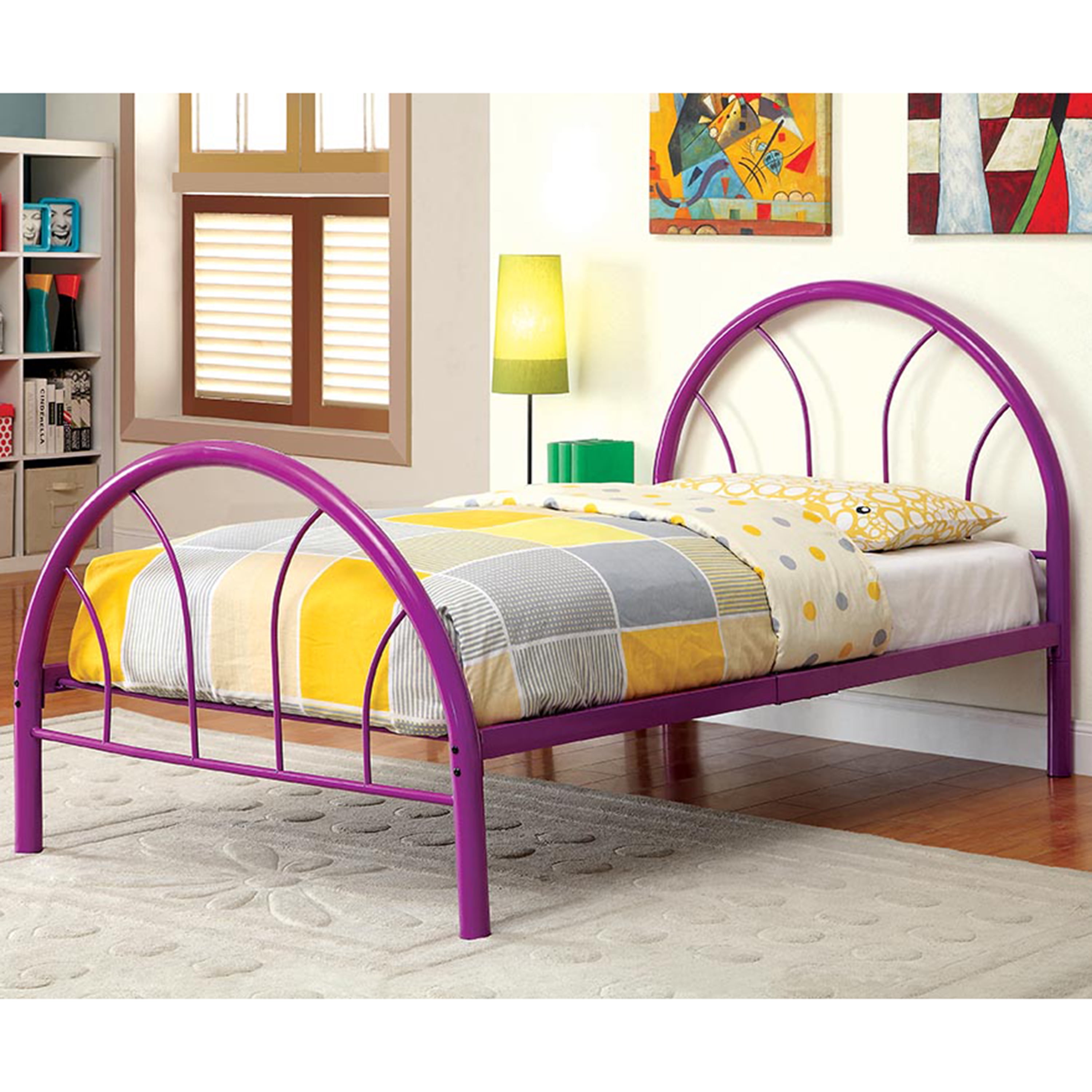 Furniture of America Miko Metal Platform Bed, Purple, Full Walmart