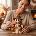 thumbnail image 5 of Vintage Halloween Decorations, Wooden Ghost Figurine Set with Patchwork Design, Spooky Halloween Decor for Fall Home Centerpiece,, 5 of 7