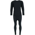 thumbnail image 3 of Cotton Plus Men's Thermal Base Layer Long Johns Cotton Blend Top And Bottom Set (Black, XL), 3 of 4