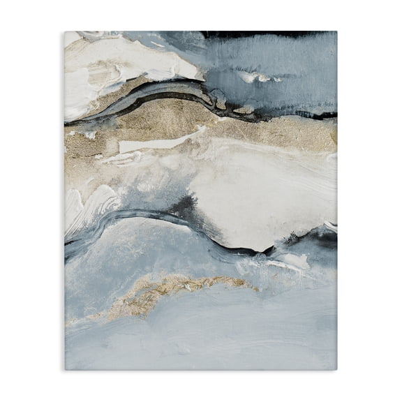 Stupell Industries Blue Organic Agate Pattern Abstract Painting Wrapped Canvas Art Print Wall Art, 16 x 20