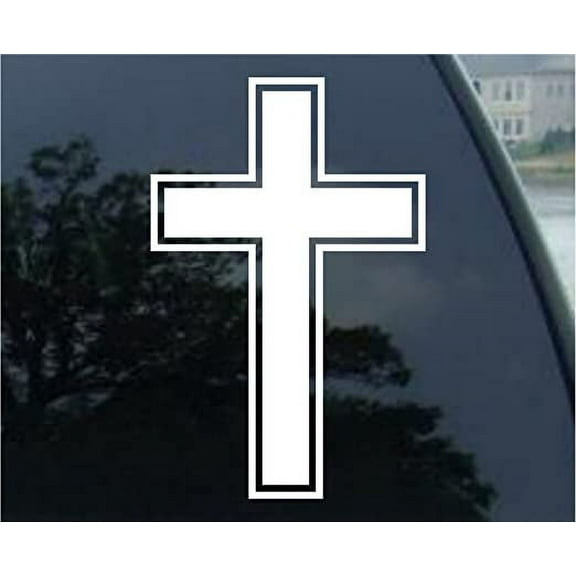 Cross Outline - Car, Truck, Notebook, Vinyl Decal Sticker (6" White)