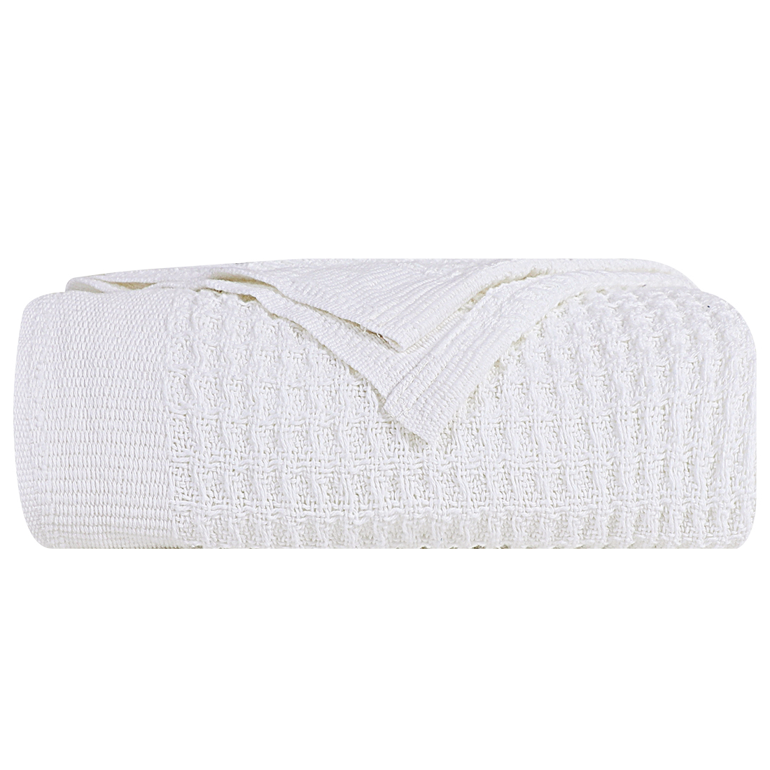 Unique Bargains Waffle Weave Cotton Lightweight Throw Blanket, White