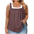 thumbnail image 1 of Timegard Plus Size Tops for Women Square Neck Pleated Sleeveless Color Block Blouse Casual Loose Tops, 1 of 5