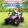thumbnail image 4 of Funcid 24 Volt Ride on Toys, Kids Ride on Cars with Remote Control, 400W Powerful Electric Car for Kids, Ride on UTV w/ Bluetooth, Battery Indicator, Knob Volume Control, Spring Suspension, Pink, 4 of 7