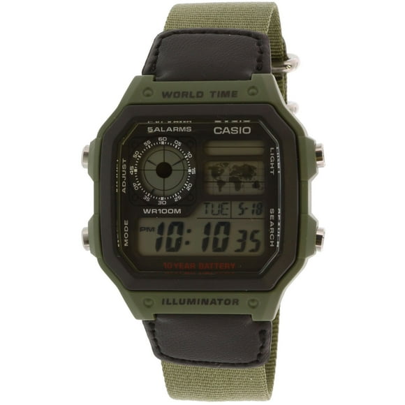 Casio Men's Classic AE1200WHB-3BV Green Cloth Quartz Sport Watch