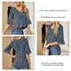 thumbnail image 5 of Camiseta Casual Falbala Cuello En V Media Manga Acampanada Tops Sueltos Básicos De Moda para Mujer Azul Floral XXL, 5 of 6