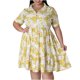 thumbnail image 1 of Puntoco Vestido De Manga Corta Con Cuello En V, Vestido Bohemio Informal De Talla Grande Con Cuello En V, Vestido Bohemio De Manga Corta Sólido Y Estampado, Amarillo Xxxl, 1 of 7