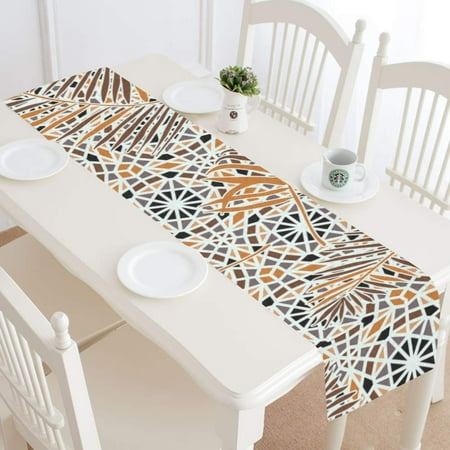 

MKHERT Marble Texture Leaves Table Runner for Kitchen Wedding Party Home Decor 14x72 inch