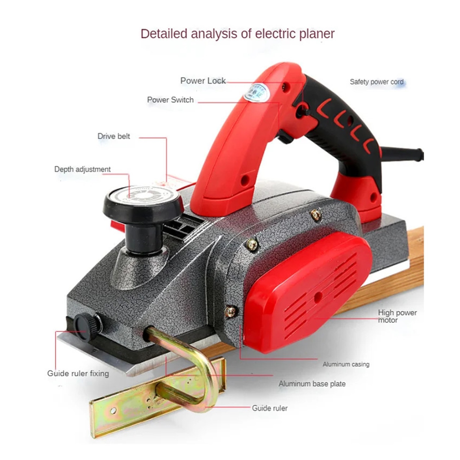 1100W Electric Woodworking Table, Portable Wood Planing Machine, Thickening Machine, 28.5x7.5CM, 2MM Depth,