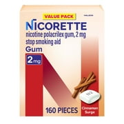Nicorette Nicotine Gum, Stop Smoking Aids, 2 mg, Cinnamon Surge, 160 Count
