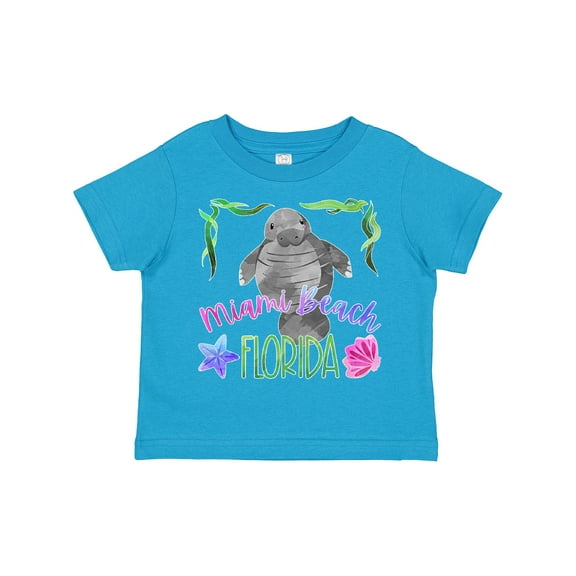 Inktastic Miami Beach Florida Cute Swimming Manatee Boys or Girls Toddler T-Shirt