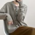 thumbnail image 5 of Cardigan Manteau Décontracté pour Femme à Col Rond, Couleur Unie, Léger, Confortable, Élégant, Polyvalent, Tricot, 5 of 5