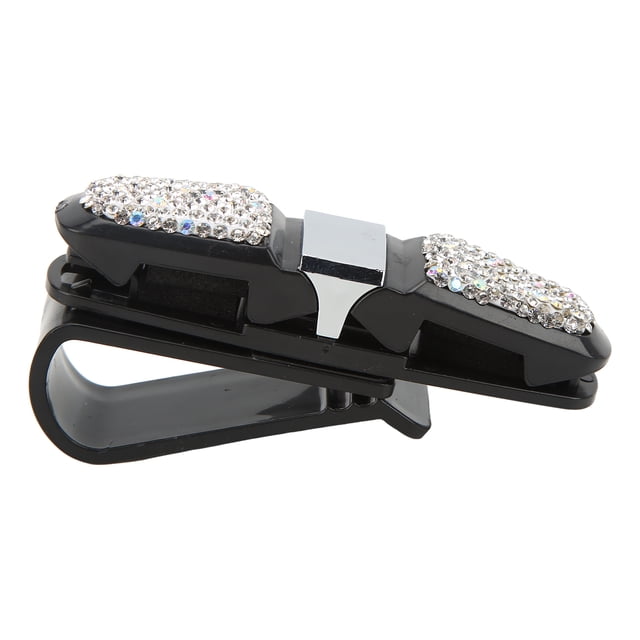 Visera Para El Sol, Clip Para Gafas, Diamantes De Imitación De Cristal, Soporte Para Tarjeta De Gafas De Sol Universal, Colgador Para Coche