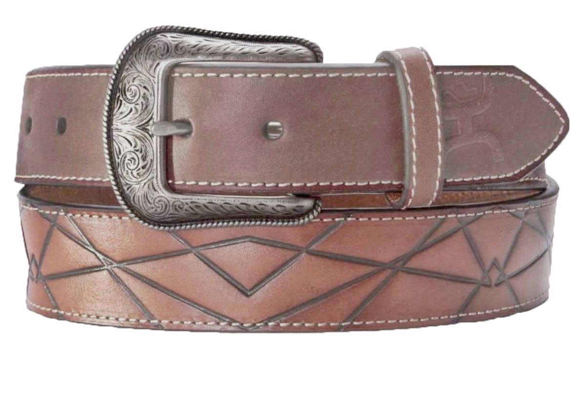 Orciani Leather Geometric-pattern Embroidered Belt in Brown for Men Mens Accessories Belts 