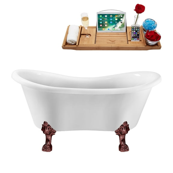 62" Streamline N1020BNK-IN-GLD Clawfoot Tub and Tray With Internal Drain