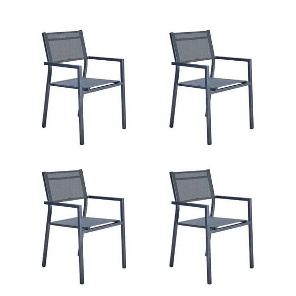 Set de 4 Sillas de Comedor de Aluminio Durable para Jardín o Terraza NATERIAL ORION ALPHA II