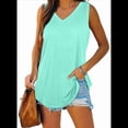 thumbnail image 3 of Camisetas Sin Mangas con Cuello en V para Mujer, Verde , Talla S, 3 of 6