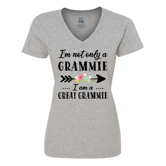 Inktastic I'm Not Only a Grammie I'm a Great Grammie with Flowers Women's V-Neck T-Shirt