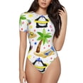 thumbnail image 2 of Picia Penguins On The Beach Womens One Piece Swimsuits Modest Tummy Control Bathing Suits Lace Up Slimming Swim Suit-X-Large, 2 of 9