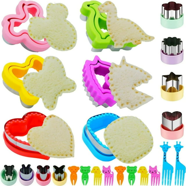 Uncrustables Maker 24pcs Sandwich Cutter and Sealer Set Sandwich Cutters for Kids Uncrustable Sandwich Cutter Decruster Sandwich Maker Bread Cookie Cutters for Kids Lunch Box & Bento