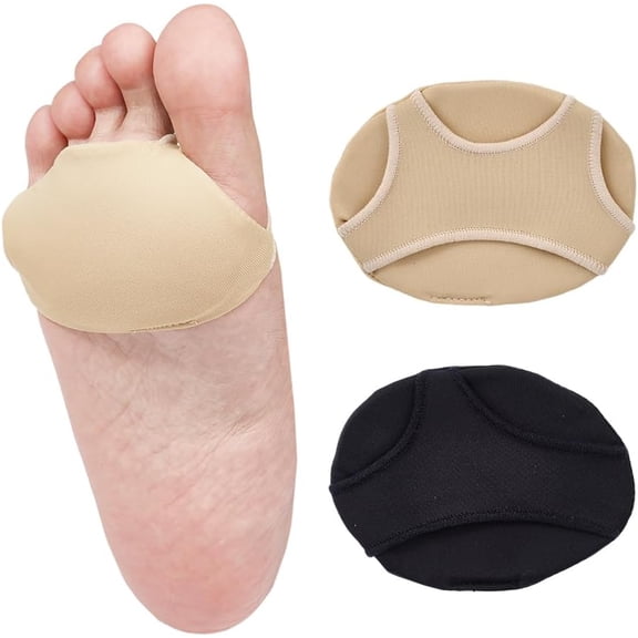 4 Pairs Thick and Large Metatarsal Pads Ball of Foot Cushion Forefoot Cushion Inserts Non-Sliding Insole Pad Black Brown DIY