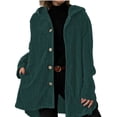 thumbnail image 1 of Chaqueta de Otoño para Mujer con Capucha, Informal, con Botones, Larga, Holgada, de , con Bolsillos. Verde L, 1 of 7