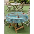 thumbnail image 4 of Outdoor Tablecloth with Umbrella Hole for Patio/Picnic/Party/Camping, Turquoise Farmhouse Waterproof Table Cloth Round Cover Washable, Vintage Teal Wooden (Dia 60"), 4 of 9
