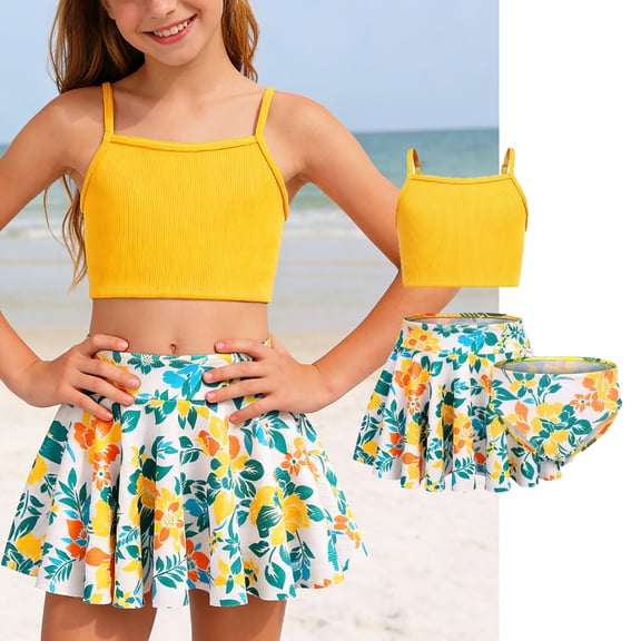 Kids Swimsuit For Girls Swimsuit With Shorts 2 Piece Teen Bathing Suit Size 5-6 Years Girls Swimsuit