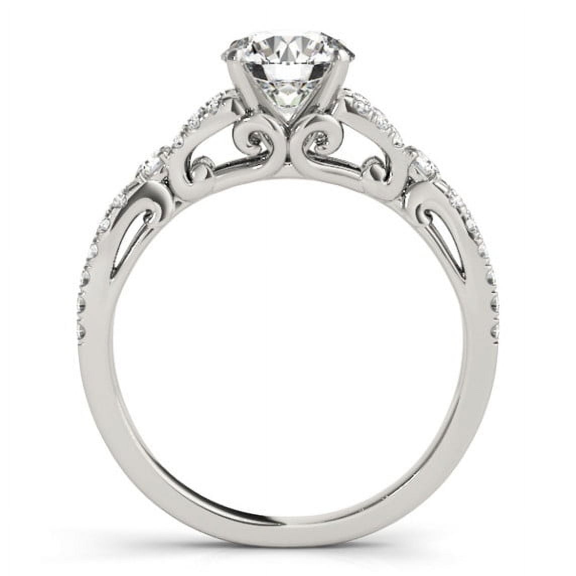 Lina Jewel 14K White Gold Plated 2.13 Ct Round Cut Diamond Solitaire Ring for Women's - Elegant Eternity Split Shank Design with Lab-Created Simulated Diamonds - Engagement Wedding Ring for Women