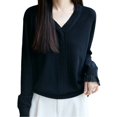 thumbnail image 6 of shoper Wool Sweater Women Pullover Lightweight 2025 Fall Winter Long Sleeve V Neck Lace Splicing Solid Color Casual Sweater Tops, 6 of 6