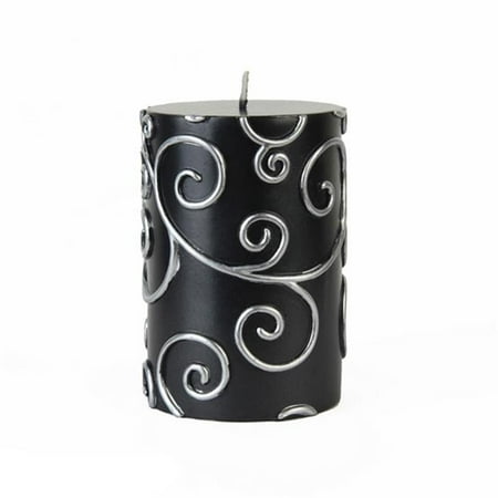 UPC 685024249033 product image for Zest Candle CPS-001-12 3 x 4 in. Black Scroll Pillar Candle -12pcs-Case- Bulk | upcitemdb.com