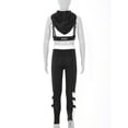thumbnail image 6 of YIZYIF Kids Girls 3Pcs Sports Outfit Activewear Camisole Mesh Hoodie Cropped Vest Running Jogger Set White 12, 6 of 7