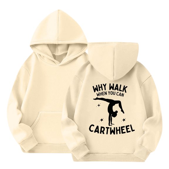 Why Walk When You Can Cartwheel Hoodie for Boys Girls Youth Unisex Pullover Sweatshirt with Front Pocket and Hood