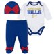 thumbnail image 1 of Gerber NFL Buffalo Bills Paquete de 3 Body, pantalón con pie y gorra, juego de regalo de registro, azul/blanco Buffalo Bills 6-9M, 1 of 1