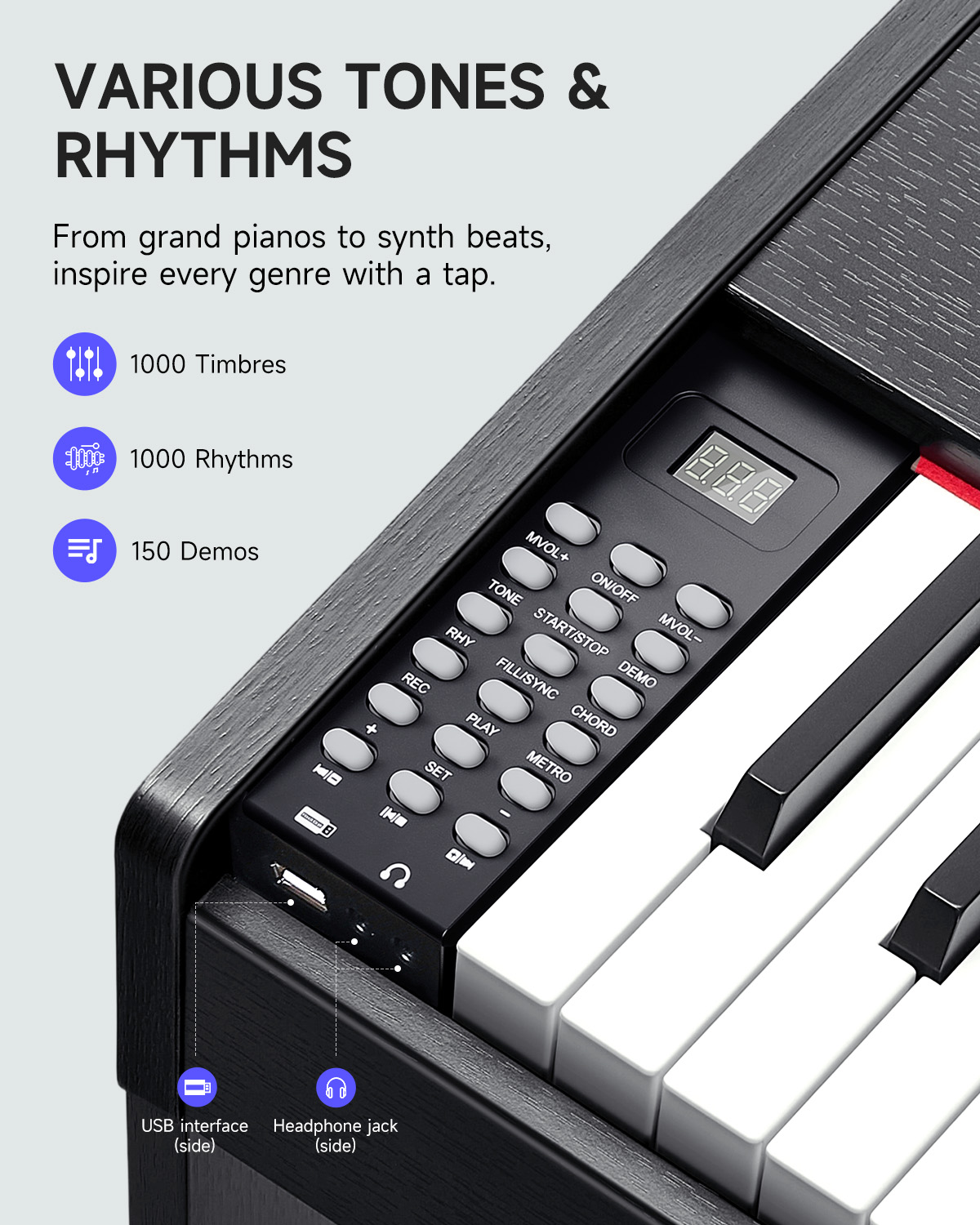 Donner DDP-50 Lite 88-Key Weighted Piano - Black photo 3