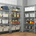 thumbnail image 5 of Homdox 5 Tier Adjustable Rolling Storage Shelves, Heavy Duty Wire Racks and Shelving, Metal Shelves for with Side Hooks Pantry Closet Kitchen Garage Organization, Silver Gray (AM5098_L_SIL), 5 of 9