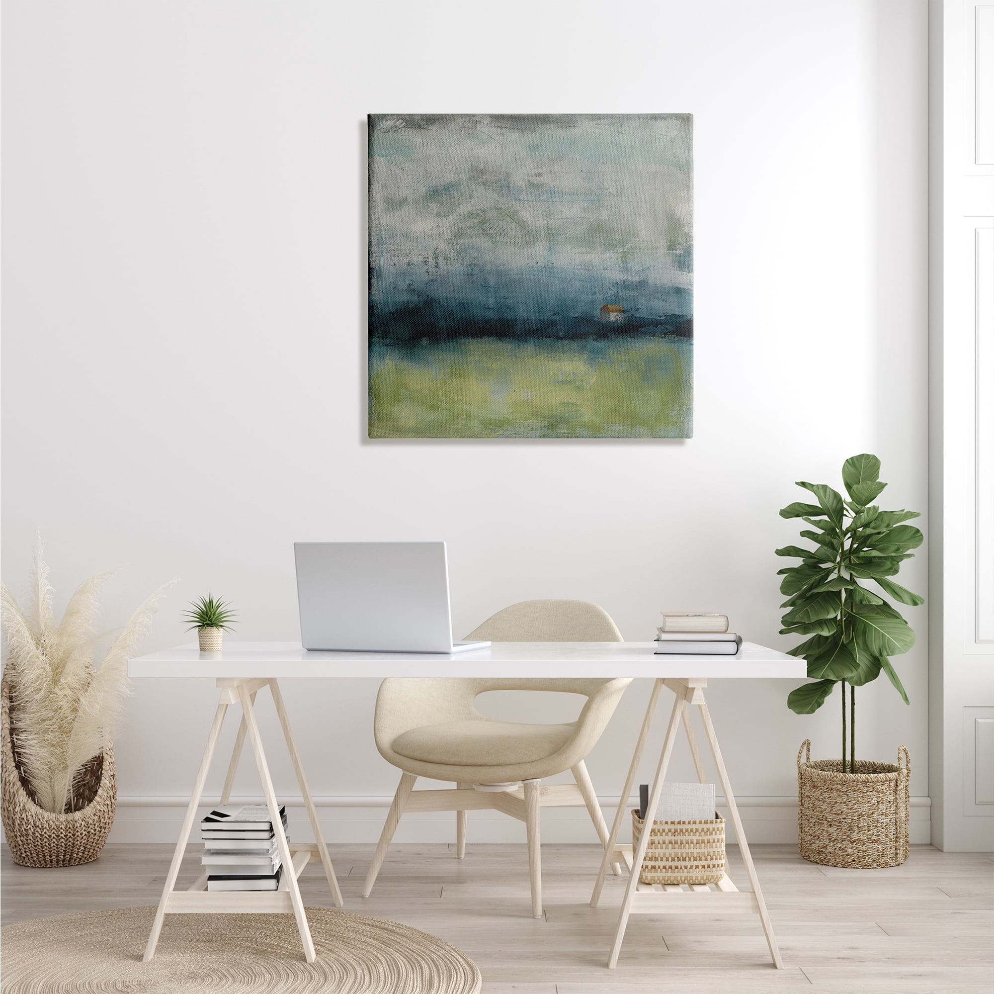 Stupell Industries Abstract Stormy County Home Landscape Murky Grey Sky Abstract Painting Gallery Wrapped Canvas Print Wall Art, 30 x 30