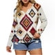 thumbnail image 3 of TaTaai Casual Western Print Top Soft Lightweight Women's Fashion Round Neck Long Sleeve Button Detail Retro Loose Spring Daily Wear Blouse Gift, 3 of 5