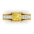 thumbnail image 2 of 2.28 ct Brilliant Princess Cut Natural Citrine 18K Yellow Gold Solitaire with Accents Engagement Bridal Wedding Ring Band Set size 9.5, 2 of 7