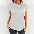 thumbnail image 6 of ShiShine Women's Short Sleeve Blouse Bow Tie Neck Satin Shirts Casual Office Work Blouse Tops, 6 of 6