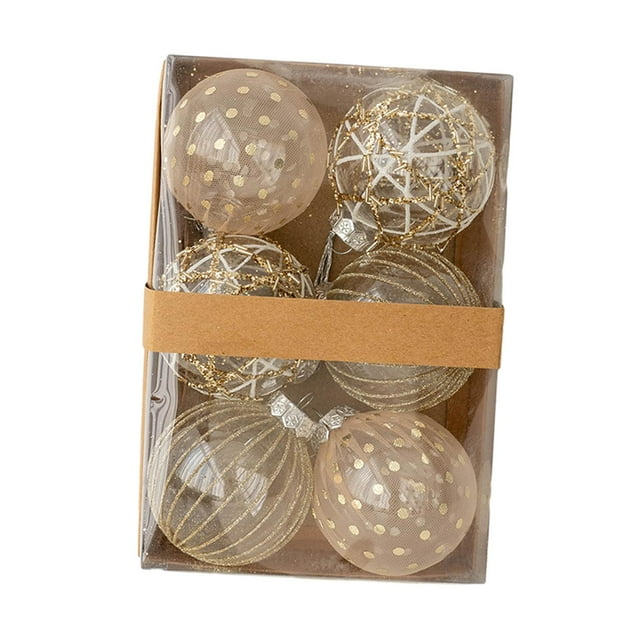 Juego de 6 piezas de adornos de bolas de Navidad, colgantes con lazo, decoración de de Navidad para compromiso, dormitorio, inauguración de la Estilo B