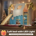thumbnail image 4 of Twin Size Bed Frames Twin Size House Loft Bed with Sills and Tents, Solid Wood Loft Bed with Ladders and Slide, Chic Design with Lights, No Box Spring Needed, Natural+Blue,Adjustable Bed Base, 4 of 11