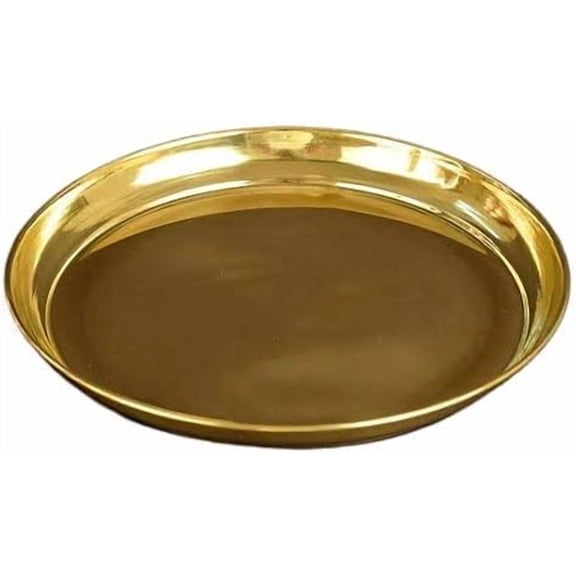 MASSIVE MART Brass Thali Plate for Pooja Purpose Puja Thali for Home Wedding Gifts Pooja Samagri Thali