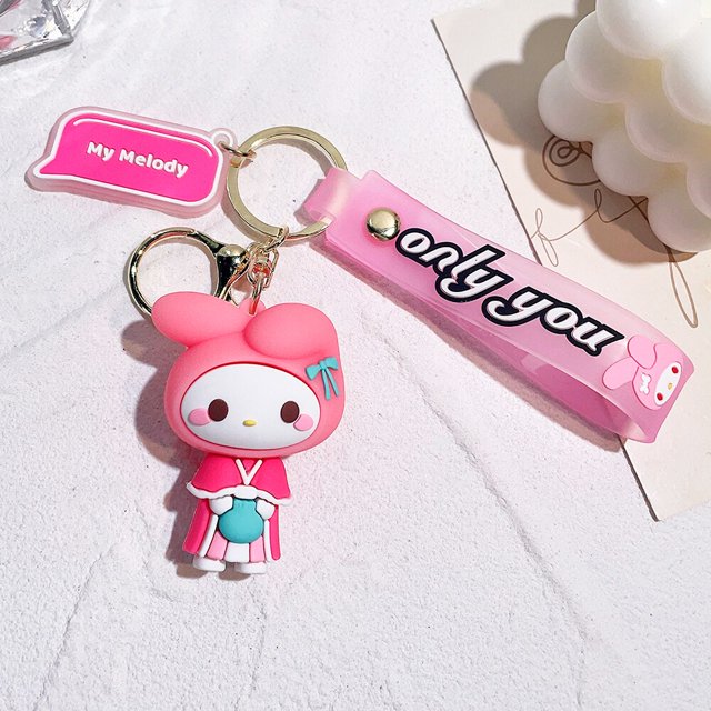Llavero Kawaii de Hello Kitty Sanrio para niño y niña, llaveros de dibujos animados de Anime, Melody Kuromi Cinnamoroll, colgante de muñeca, llavero de coche de juguete lindo, regalos Fivean unisex