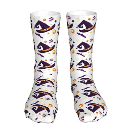 

Halloween Candy Bat Witch Hat Socks for Women Men Novelty Colorful Crew Socks Casual Funny Dress Socks Gifts for Women Men