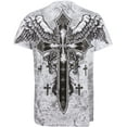 thumbnail image 2 of Metallic Silver Embossed Cross Short Sleeve Crew Neck Cotton Mens Fashion T-Shirt - White - XL, 2 of 2