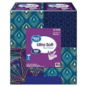 Great Value Ultra Soft 3-Ply Cube Box Facial Tissues, 4 Pack (300 Total Tissues)