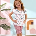 thumbnail image 2 of Caqnni Toddler Baby Girl Summer Clothes Cute Cotton Linen Outfits Bow Short Sleeve Shirts Tops + Ruffle Shorts 2 Piece Set 2Pcs Summer Playwear Beach Outfits 18-24 Months,Pink, 2 of 6