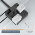 thumbnail image 5 of Tira de alimentación con protector contra sobretensiones, cable de extensión de enchufe plano TESSAN de 5 pies con 6 salidas, 3 cargadores USB (1 USB C), protección 1700J, estación de carga de múltipl, 5 of 5